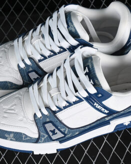 Louis Vuitton Trainer Blue Denim & White Sneakers Men