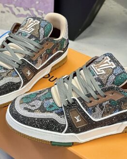 Louis Vuitton Trainer Maxi Camouflage #54 Handcrafted Rhinestone Sneakers Women
