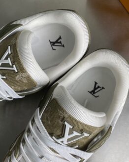 Louis Vuitton Trainer Virgil Abloh Khaki Green & White Sneakers