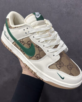 Nike Dunk Low Retro Custom Gucci Off-White Brown Green Swoosh Sneakers